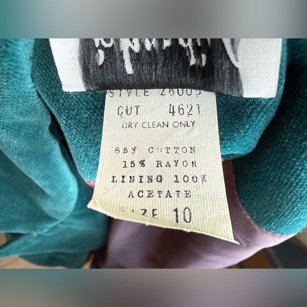 Jo Hardin vintage women’s teal velvet blazer size 10 - Picture 13 of 14